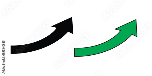 Two arrows pointing upwards in black and green on a white background