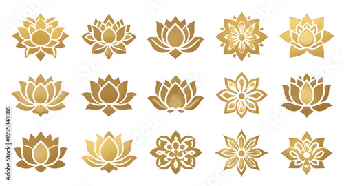 lotus, gold, flower, golden, floral, blossom, bloom, petal, petals, botanical, plant, nature, sacred, spiritual, yoga, meditation, zen, harmony, peace, purity, symbol, icon, logo, design, element, dec
