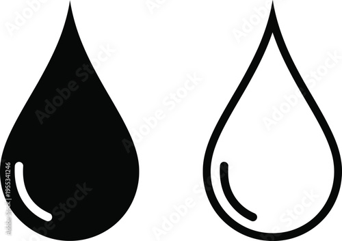 Black and white water droplet icons Vector