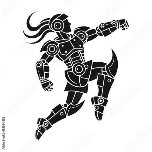 Muay Thai Exoskeleton SVG Cut File Cyberpunk Martial Arts Line Art Vector Cricut Decal Sports Print