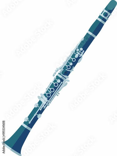 A sleek and beautifully designed clarinet illustration showcasing its intricate details, perfect for music lovers and stock image needs in educational or promotional content.