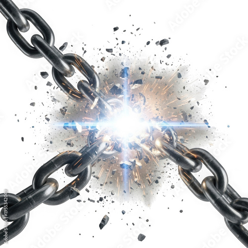 Breaking chain links with an explosion of energy and light