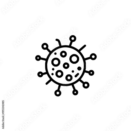 Black Coronavirus Icon on White Background