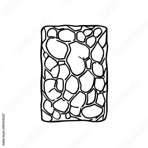 Black and White Stone Wall Pattern Isolated on White Background