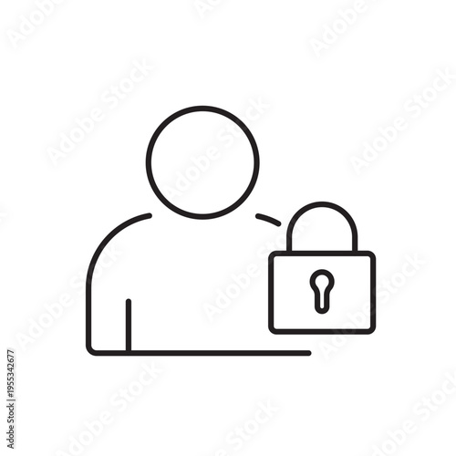 A vector icon representing a locked account in security systems, created in clean line style with editable stroke