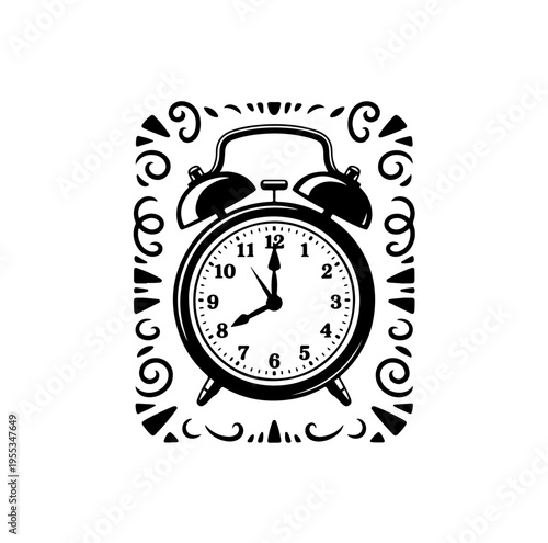 Vector illustration of hand drawn alarm clock.

