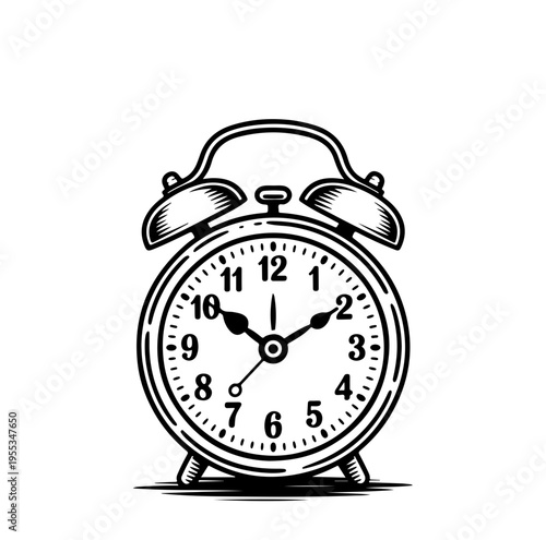 Vector illustration of hand drawn alarm clock.
