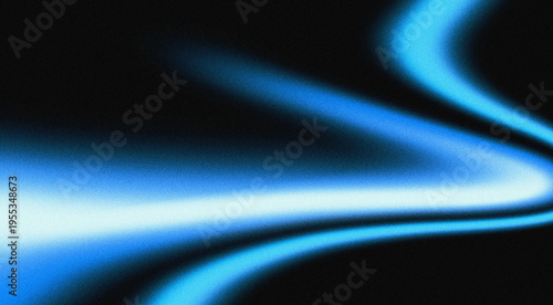 Abstract background featuring glowing, swirling blue light waves with digital film grain texture