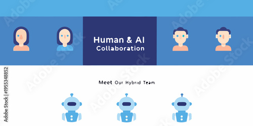 Human and ai collaboration showcasing a hybrid team of people and robots