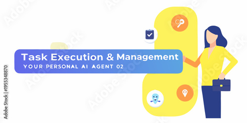 Woman presenting a concept for ai task execution and management