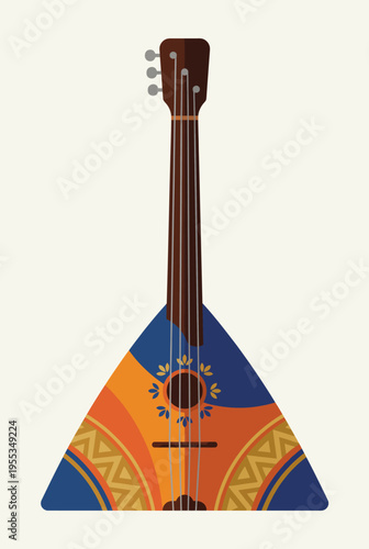 A beautifully designed balalaika featuring vibrant colors and elegant patterns, symbolizing the richness of musical tradition and artistic expression in folk music.