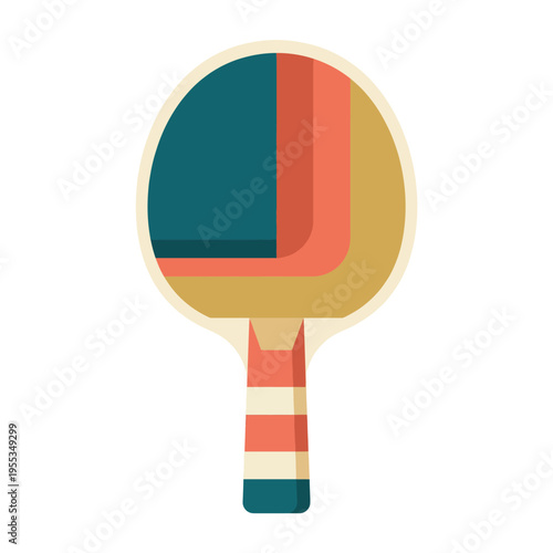 A stylized and colorful ping pong paddle captures the essence of sports and competition, showcasing its vibrant design that appeals to players and enthusiasts alike.