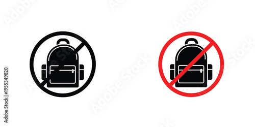 No backpacks allowed signs graphic design vector symbols. Best for Graphics