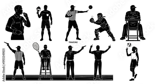 Sports Referee and Umpire Silhouettes Collection