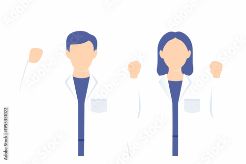 Two healthcare professionals a man and a woman raise fists in solidarity