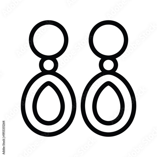 Minimalist outline illustration of a pair of elegant drop earrings on a clean white background isolated on white background, Vector, illustration