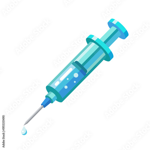 A vibrant, illustrative syringe with a droplet at the tip symbolizes healthcare, vaccinations, and the importance of medical awareness for public safety and well-being.