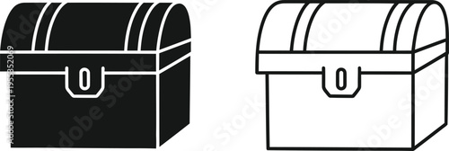 Black and white treasure chest icons Vector