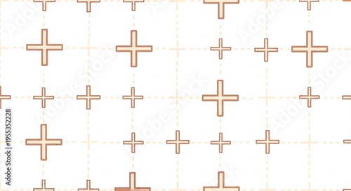 Abstract geometric background with a repeating pattern of colorful plus signs on a white grid.