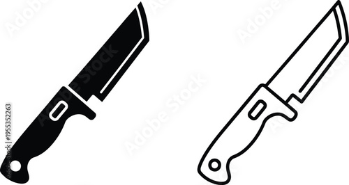 Black and white illustration of two kitchen knives Vector