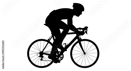 Silhouette of a Professional Cyclist Riding a Road Bike