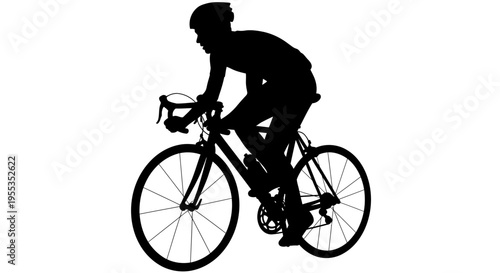 Silhouette of a Professional Road Cyclist Racing