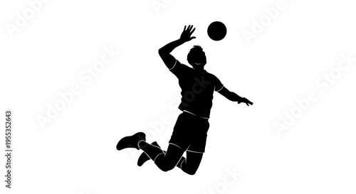 Silhouette of a Volleyball Player Jumping for a Spike