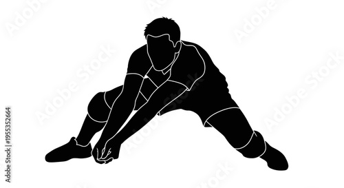 Volleyball Player Digging Ball Silhouette