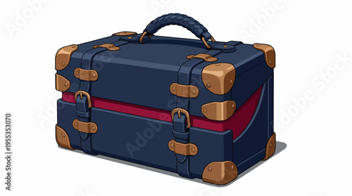 This elegant illustration portrays a vintage suitcase with a stylish design, perfect for travelers, evoking feelings of adventure, nostalgia, and exploration in vibrant colors.