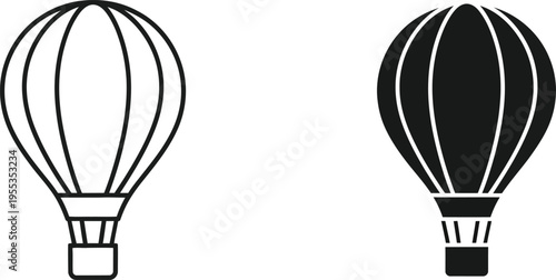 Hot air balloons line art illustration Vector