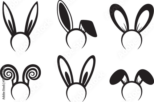 Set of bunny ears headbands, rabbit ear accessories for easter costume