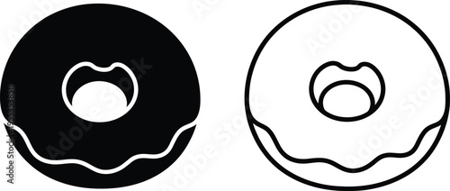 Donuts black and white glazed and chocolate Vector