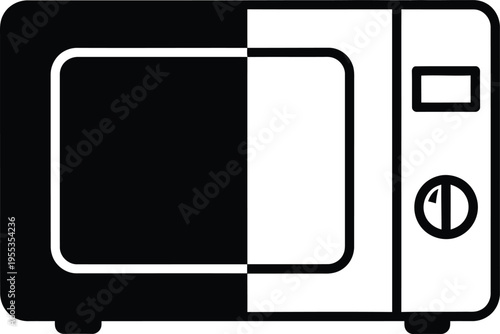 Black and white microwave oven icon Vector