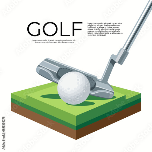 A sleek putter delicately touches a golf ball on a green surface, illustrating the precision and focus required in the sport of golf.