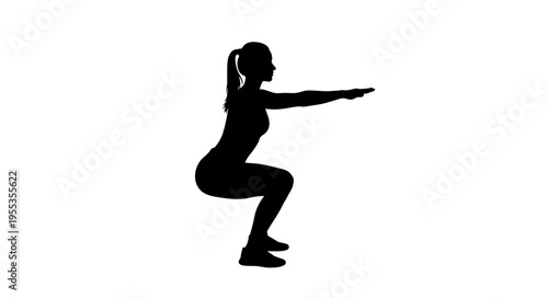 Silhouette of a Fit Woman Performing Squats