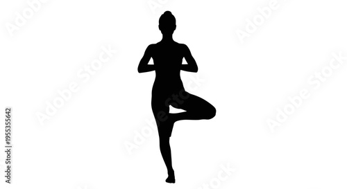 Silhouette of a Woman Practicing Tree Pose Yoga