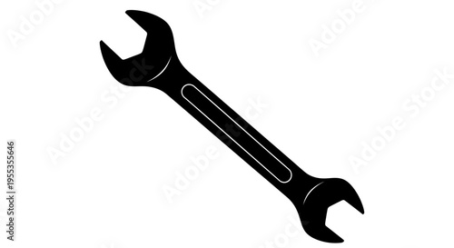Black Silhouette of a Double-Ended Open Spanner Wrench Icon