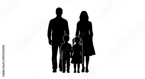 Silhouette of a Happy Family Standing Together