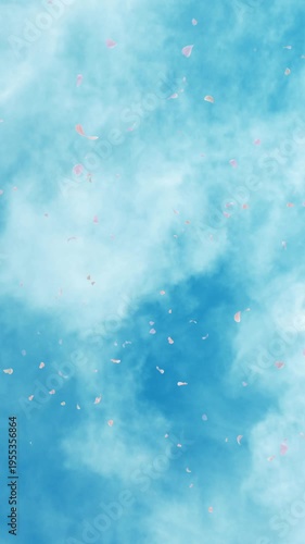青空に舞う桜の花びら ウエディングと新生活を彩る春の背景動画
