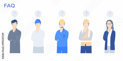 Diverse group of people with question marks above their heads