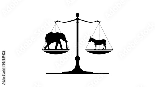 bipartisan symbol, black isolated silhouette