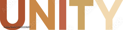 Unity word with diverse skin tone colors