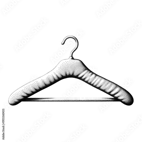 Elegant padded hanger with detailed texture, artistically isolated on a pristine white background