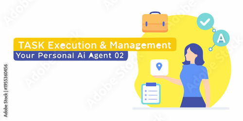 Illustration of a woman using ai for task execution and management