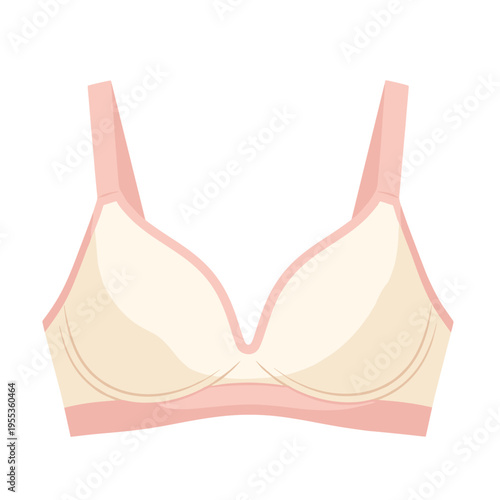 Seamless bra with soft pink accents isolated on a white background, featuring minimalist design and smooth contours