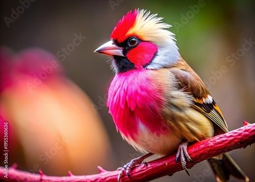 Elegant Pink and Brown Bird on Branch - High-Resolution Stock Photo