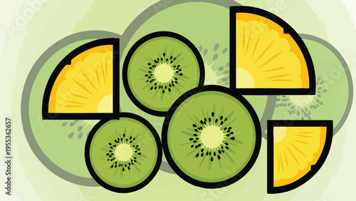 Fresh Fruit Slices Graphic - Healthy Food & Beverage Background