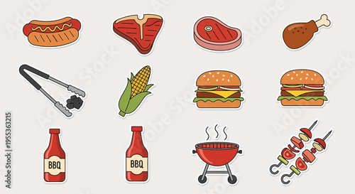 Set of Barbecue and Grill Food Icons