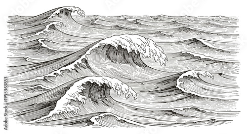 Hand Drawn Ocean Waves Illustration