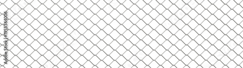 Photography 3D realistic chain-link fence with metal poles on blue background, Industrial wi